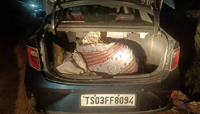Police inspect abandoned car after woman’s body was found in Elkathurthy