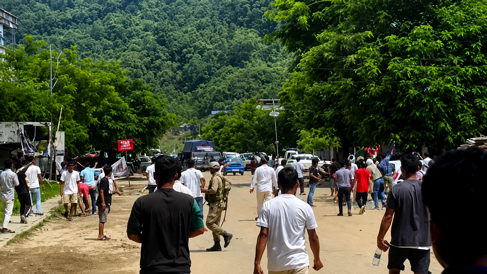 Assam-Arunachal border protesters during economic blockade