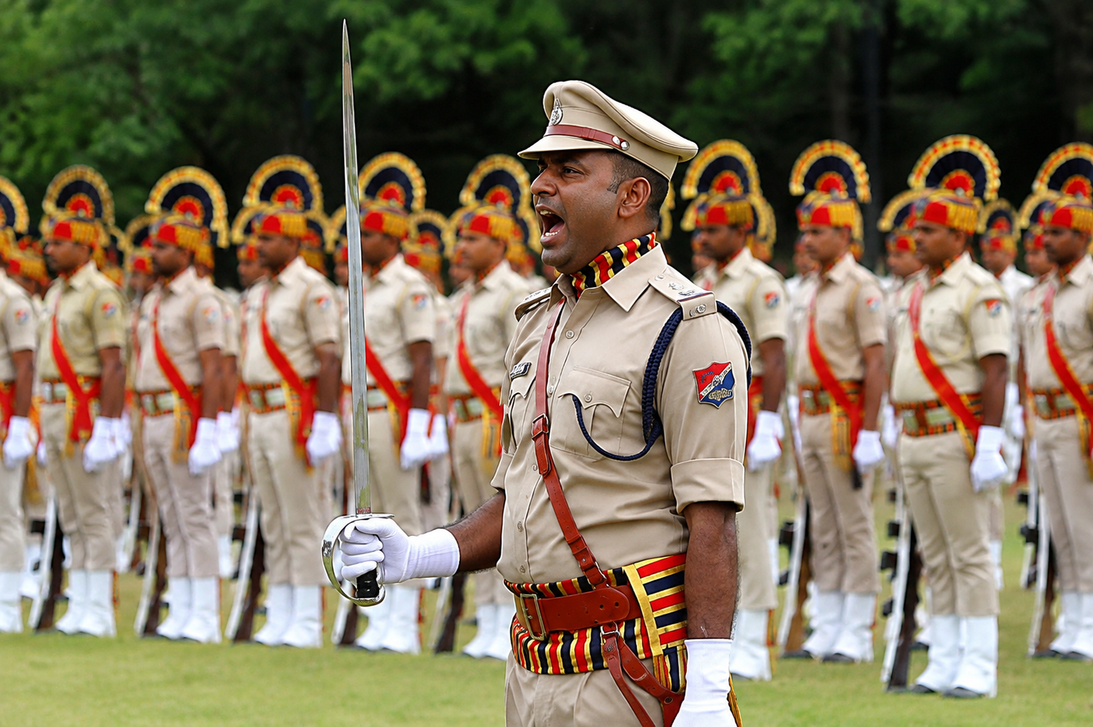 RPF personnel rehearse parade for Independence Day in Secunderabad