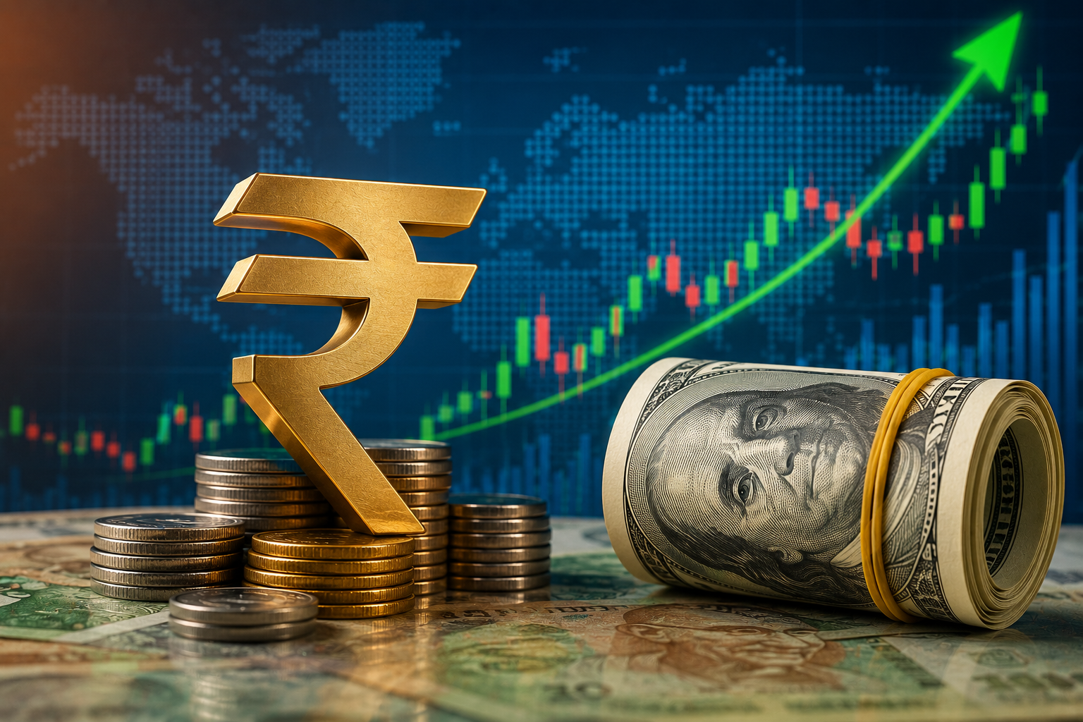 Indian rupee notes and dollar ahead of RBI policy decision