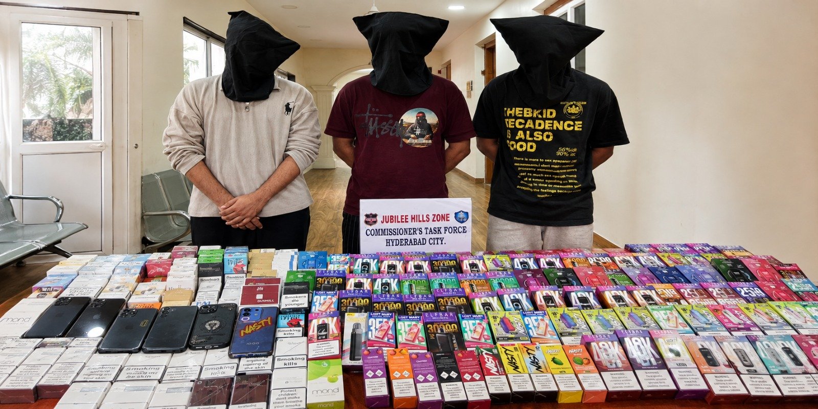 Hyderabad police seize vapes and foreign cigarettes in Srinagar Colony