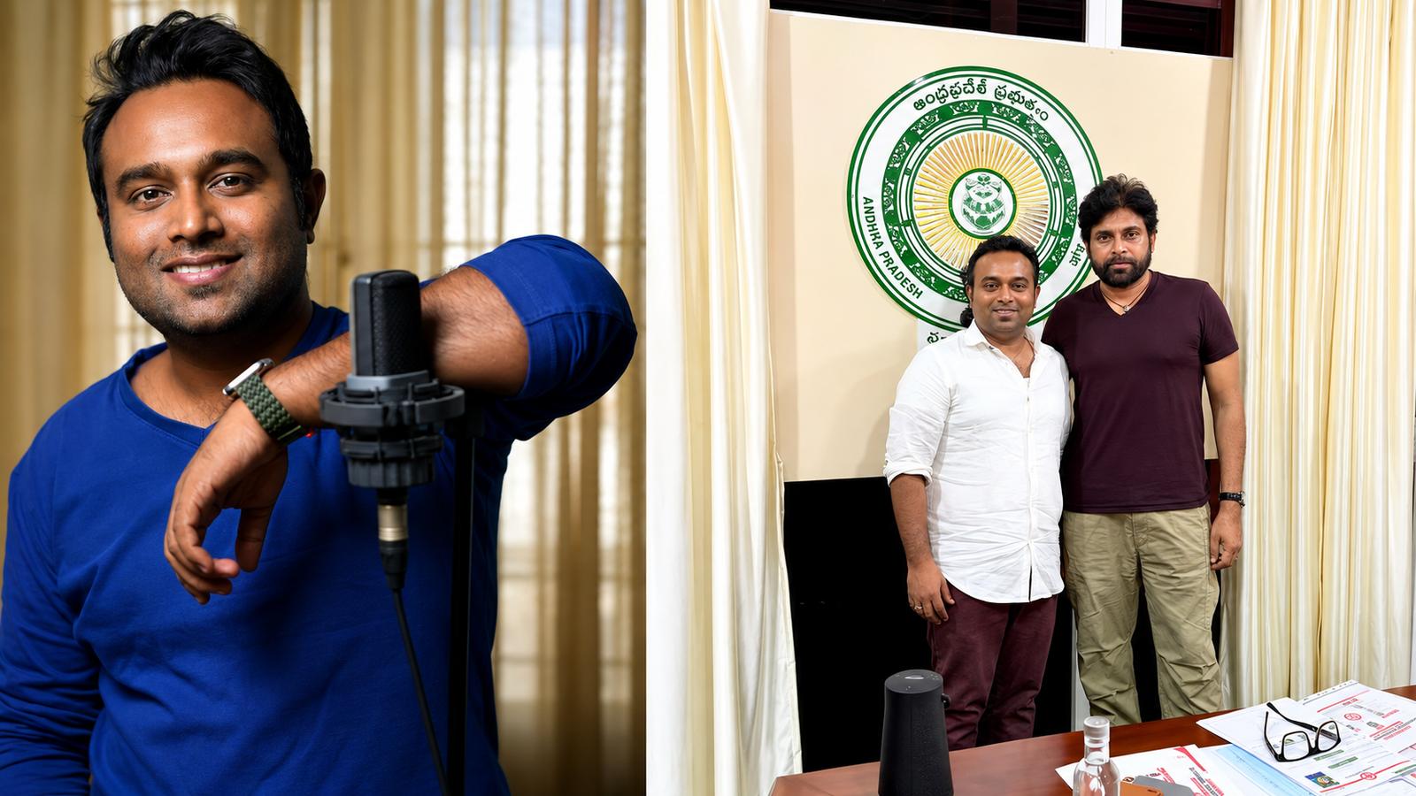 Ajay Arasada with Pawan Kalyan during their meeting