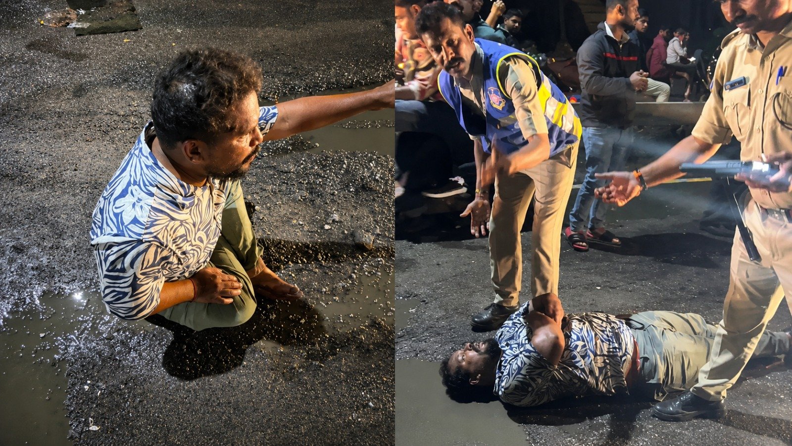 Man lies on Gowliguda road protesting potholes in Hyderabad