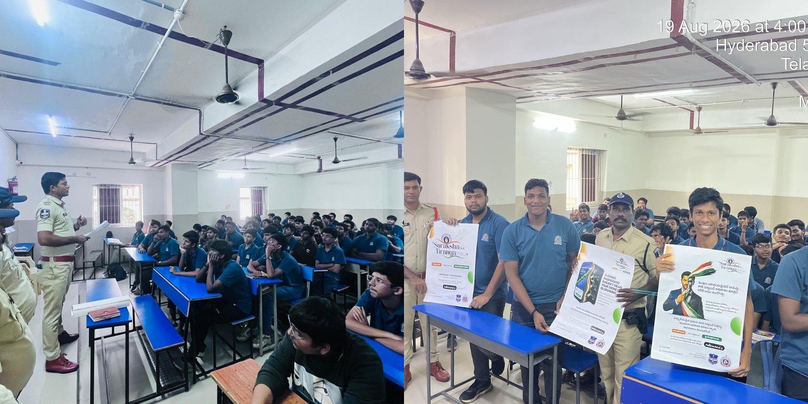 Students attend cyber crime awareness program at Madinaguda college.