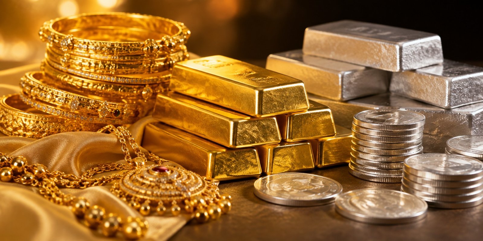 Gold bars and jewellery representing rising gold prices in Hyderabad