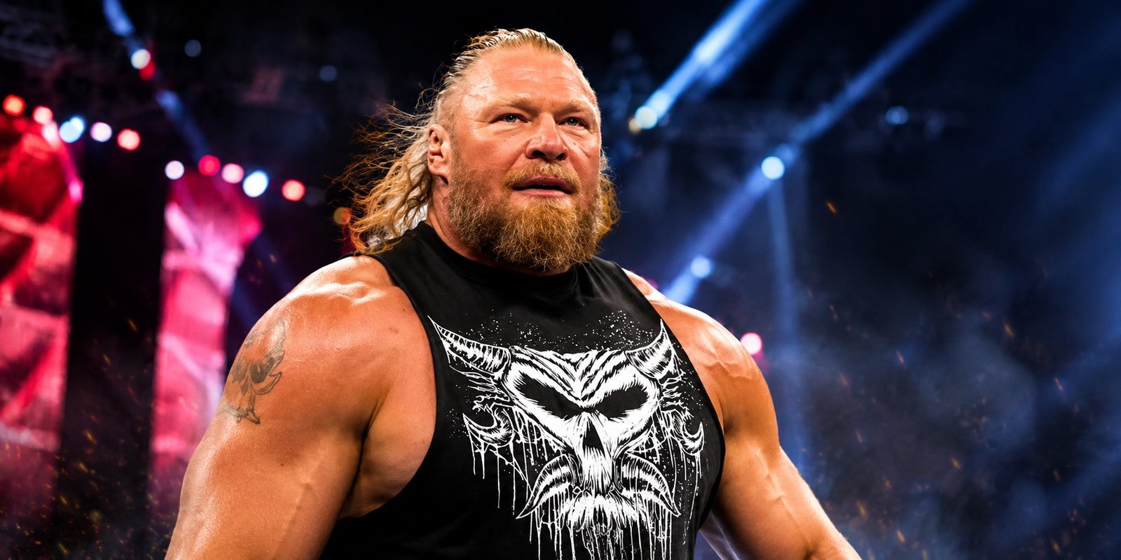 Brock Lesnar announcing his retirement after his final WWE match