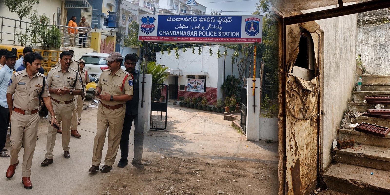 Police inspecting Balaji Jewellery Shop after Chandanagar burglary.