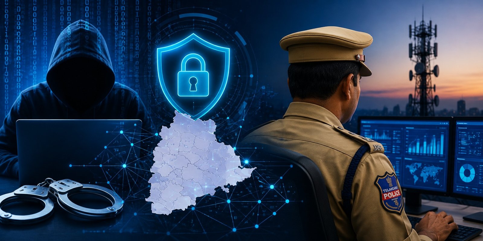 Telangana Police strengthening cyber crime enforcement with AI technology.