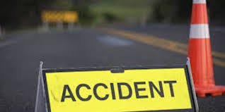 Damaged car after fatal crash on Khammam Greenfield Highway.