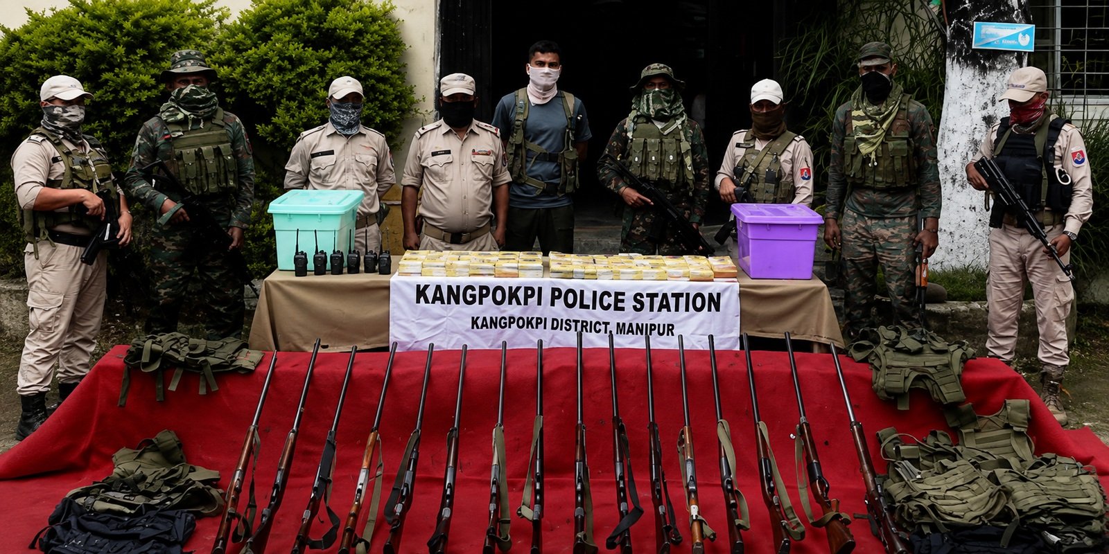 Security forces recover illegal arms and ammunition in Kangpokpi, Manipur.