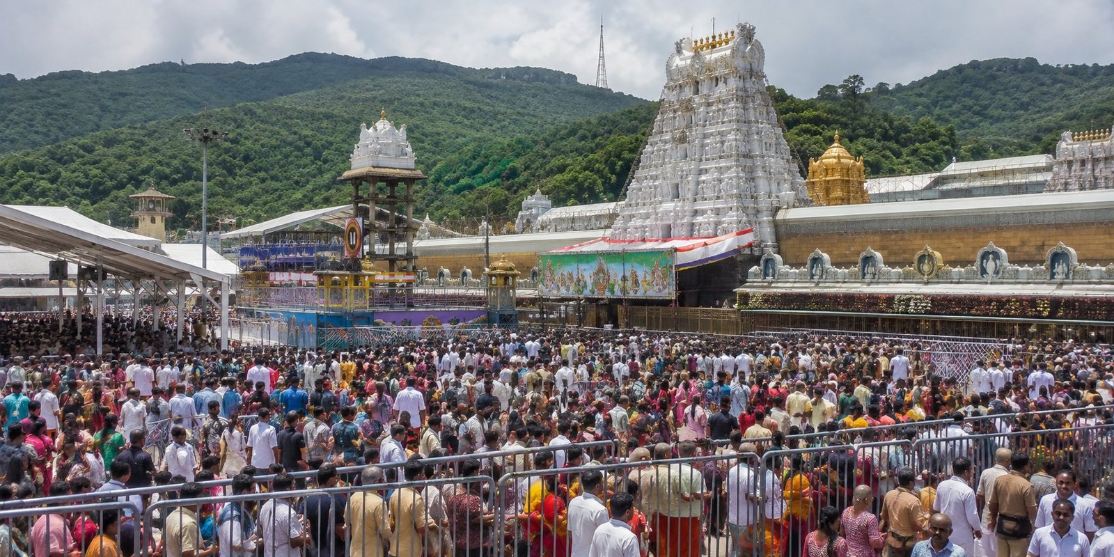 Tirumala devotees waiting in long queues for Srivari darshan
