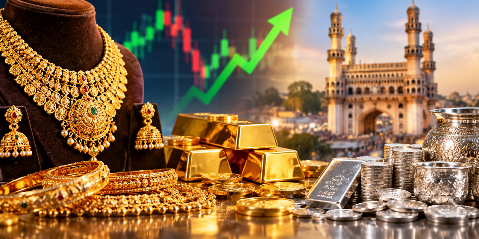 Hyderabad gold and silver prices rise in bullion market