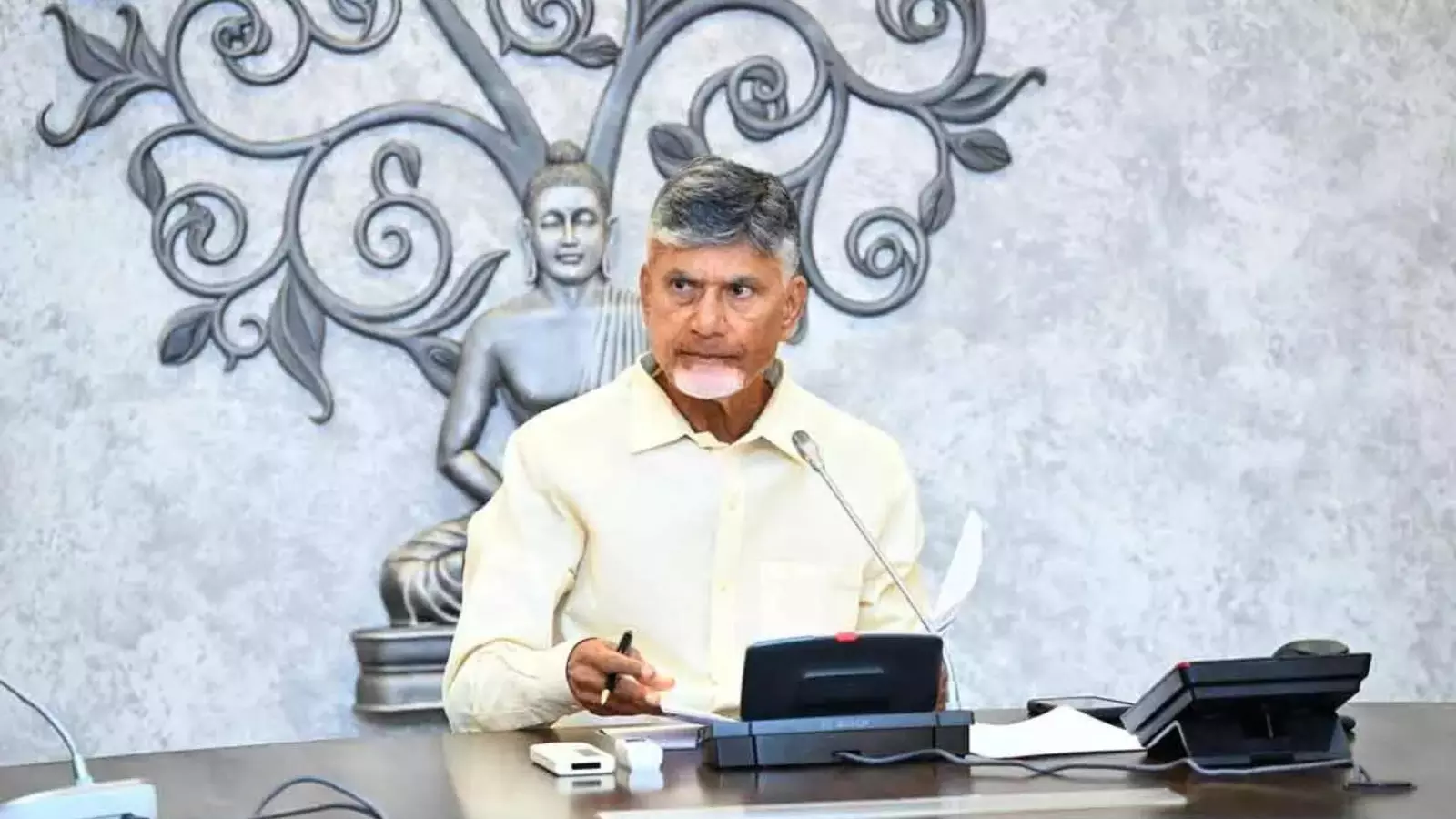 AP CM Chandrababu Naidu during an official review meeting