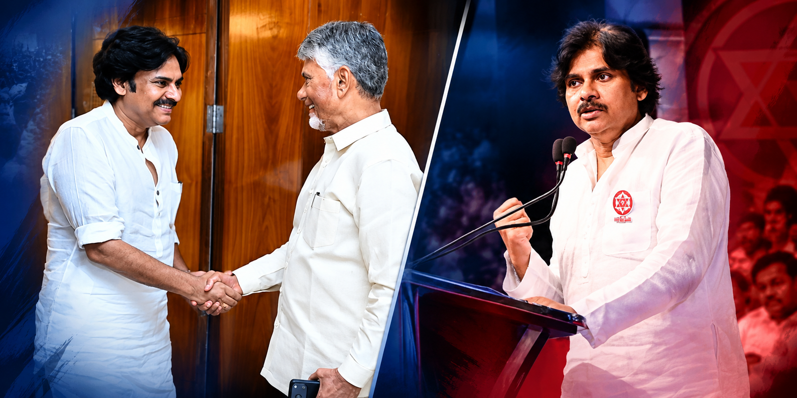 Pawan Kalyan addressing Jana Sena leaders at a party meeting