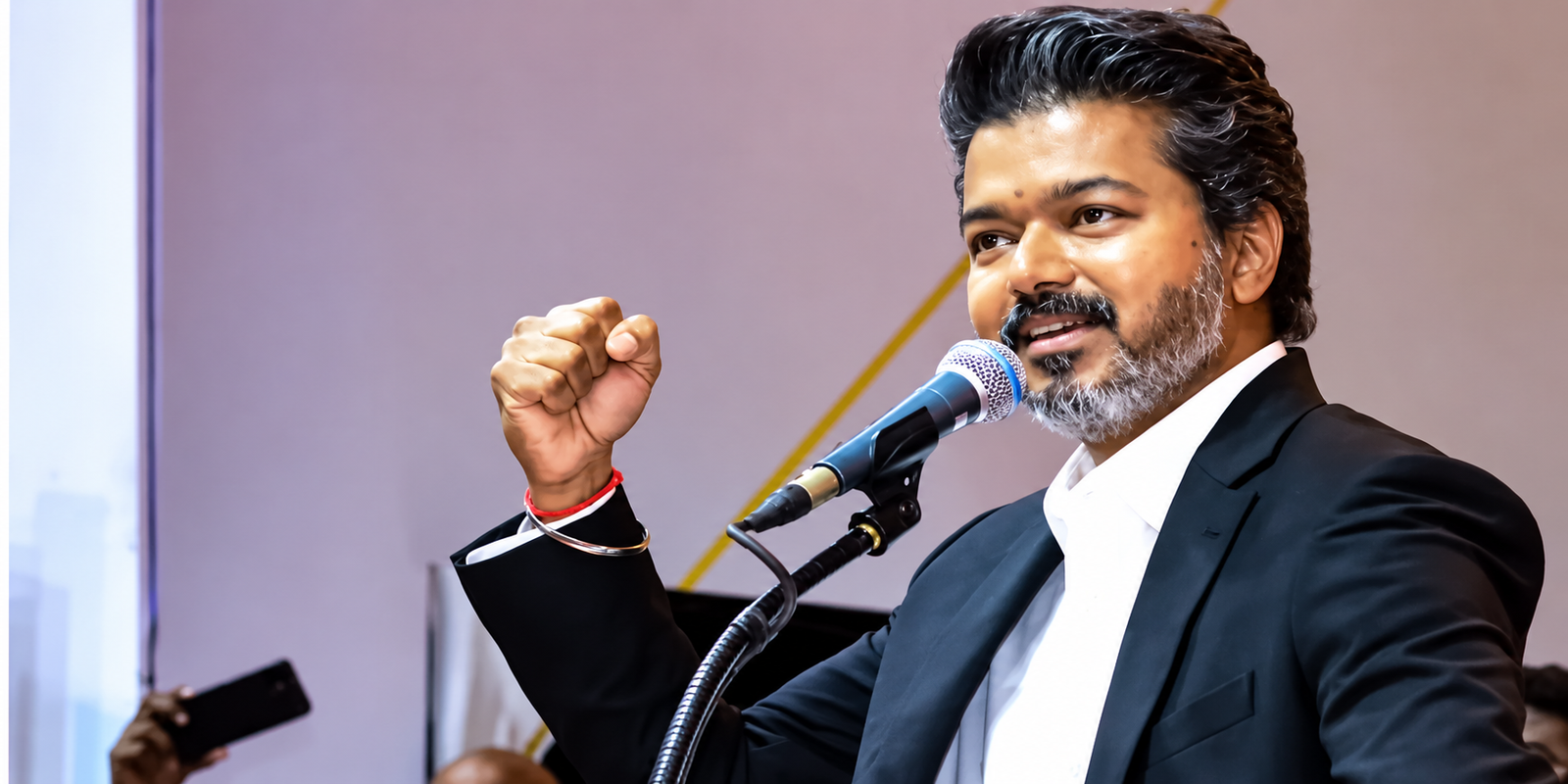 Joseph Vijay addressing supporters at Madhuranthakam campaign rally