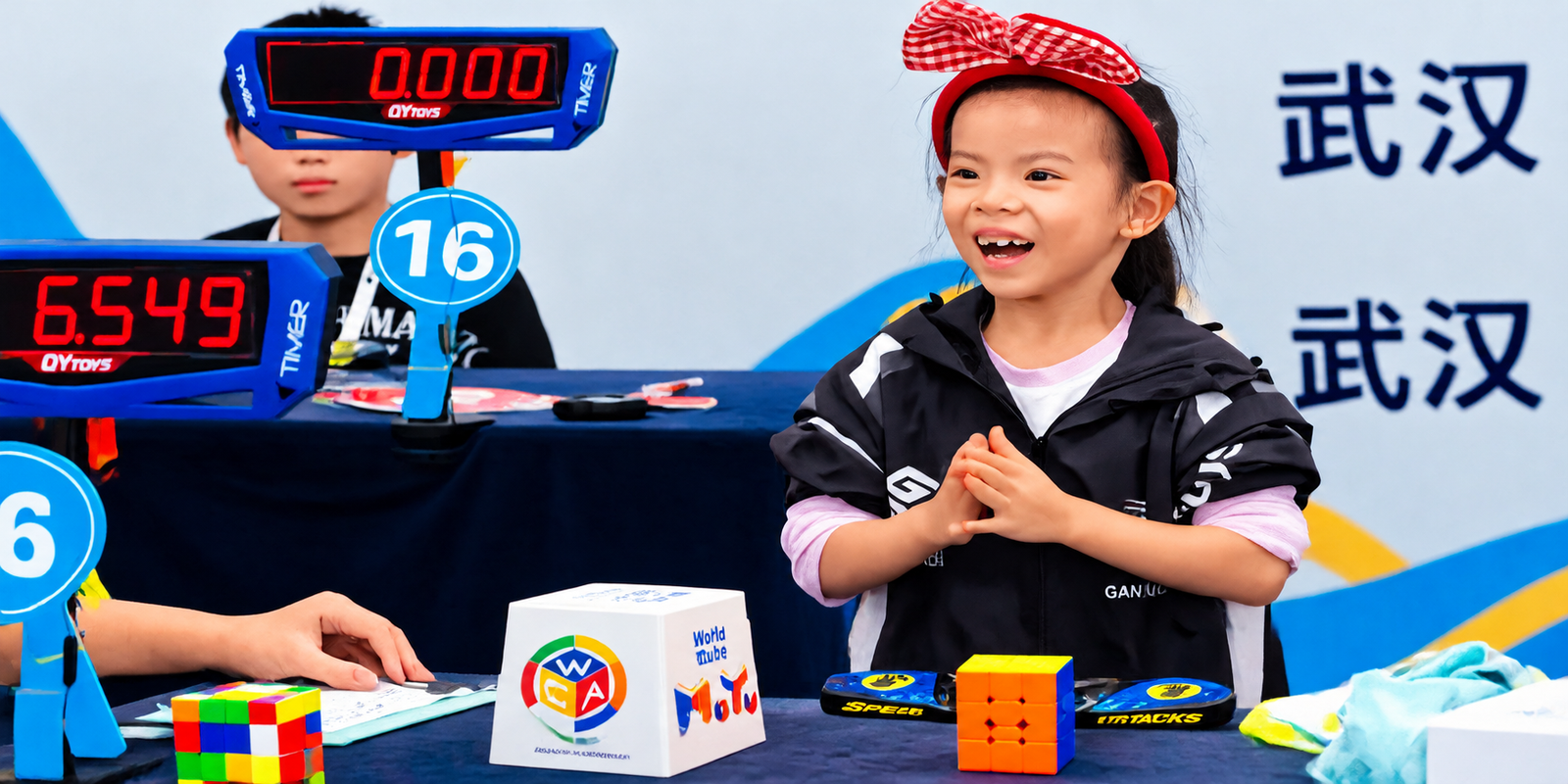Six-year-old Lian Yunzhi solving a Rubik’s Cube quickly