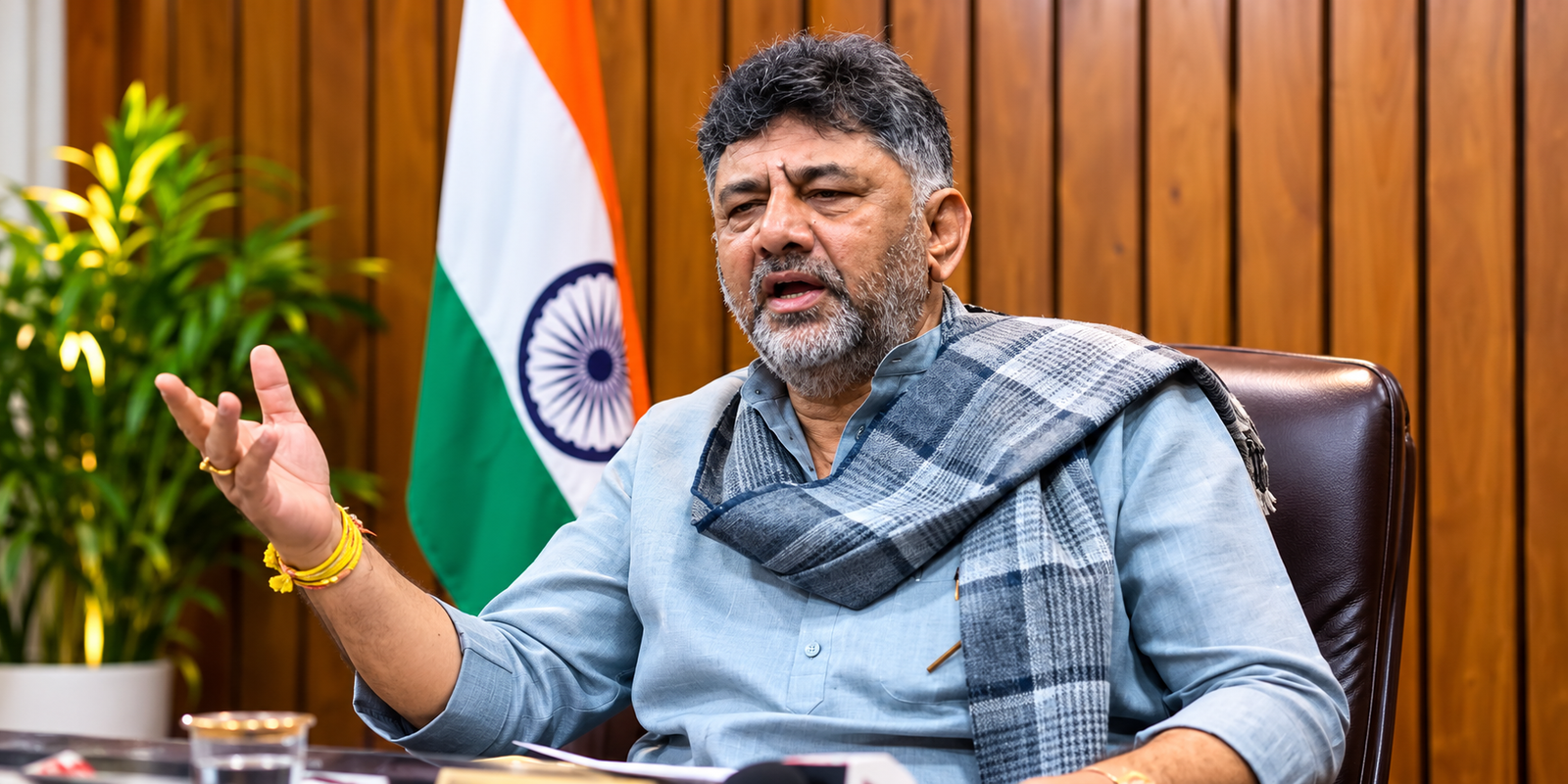 DK Shivakumar speaking to media in New Delhi