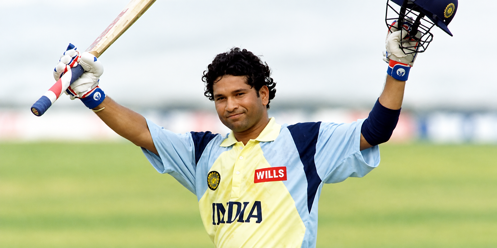 Sachin Tendulkar celebrates his first ODI century in Colombo.