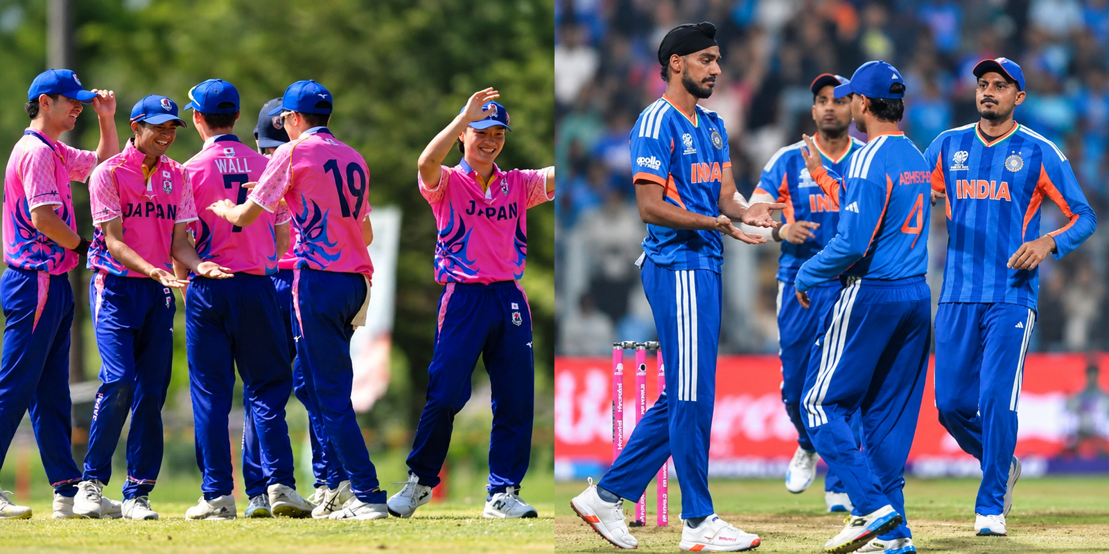 India and Japan cricket teams ahead of historic T20 match