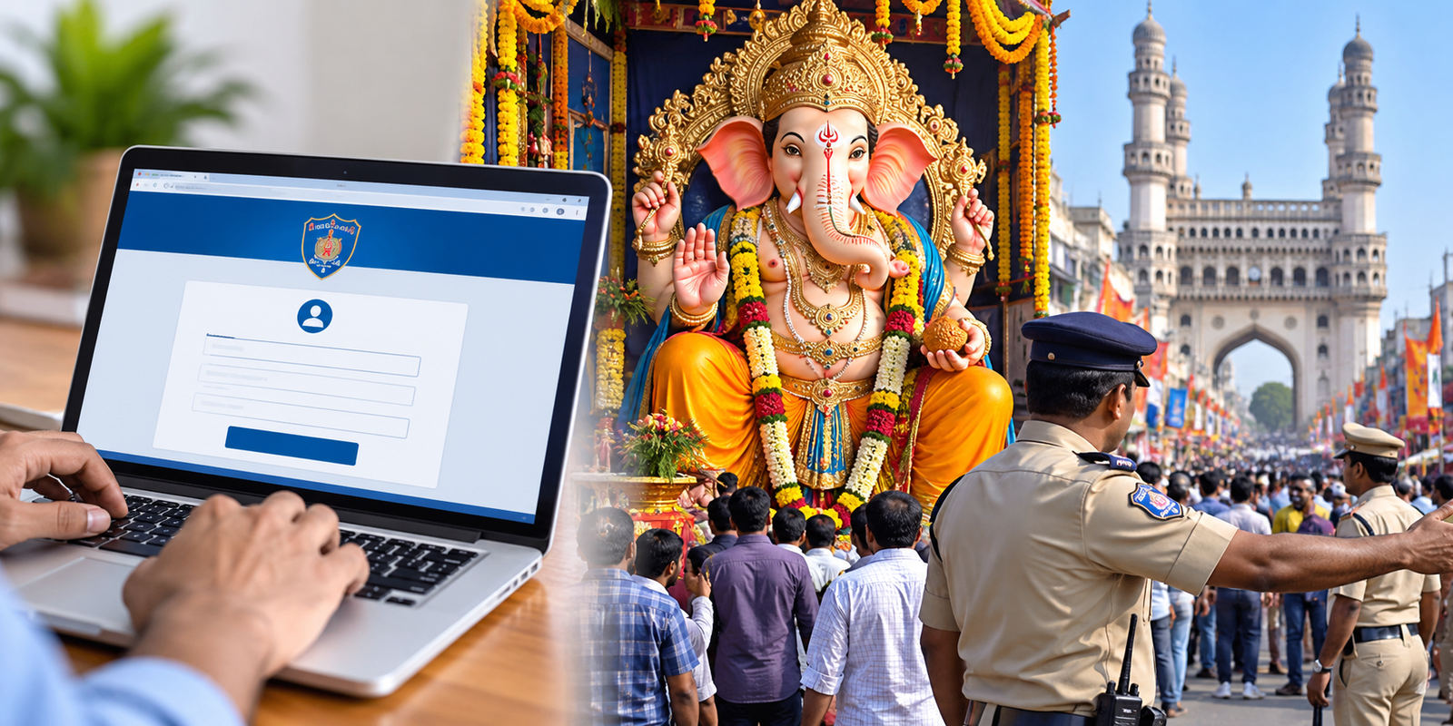 Ganesh pandal preparations in Hyderabad for Vinayaka Chavithi celebrations