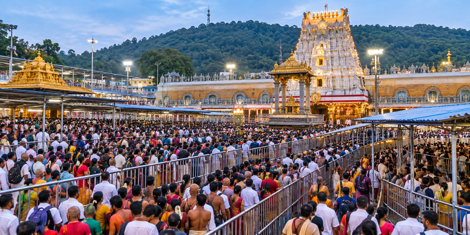 Heavy devotee rush at Tirumala temple queues