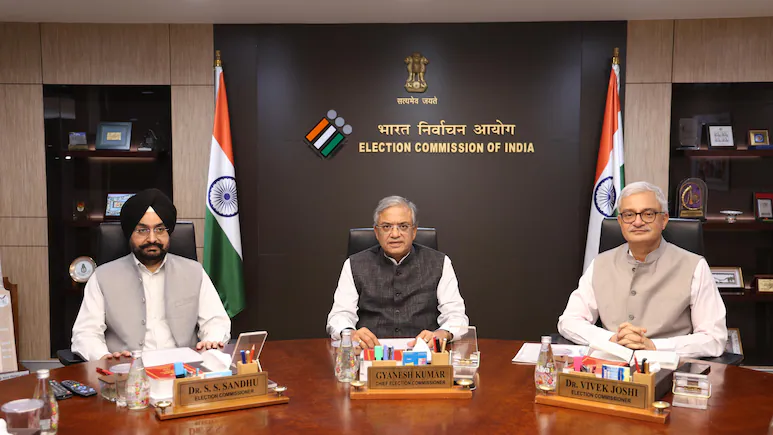 CEC Gyanesh Kumar with Election Commissioners at Nirvachan Sadan