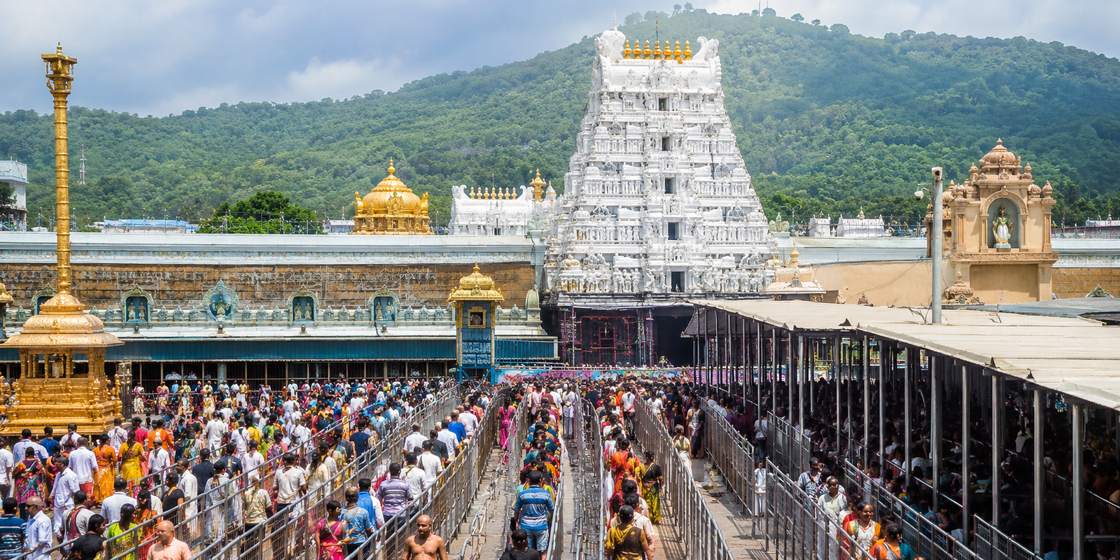 Devotees waiting for Sri Venkateswara Swamy darshan in Tirumala.