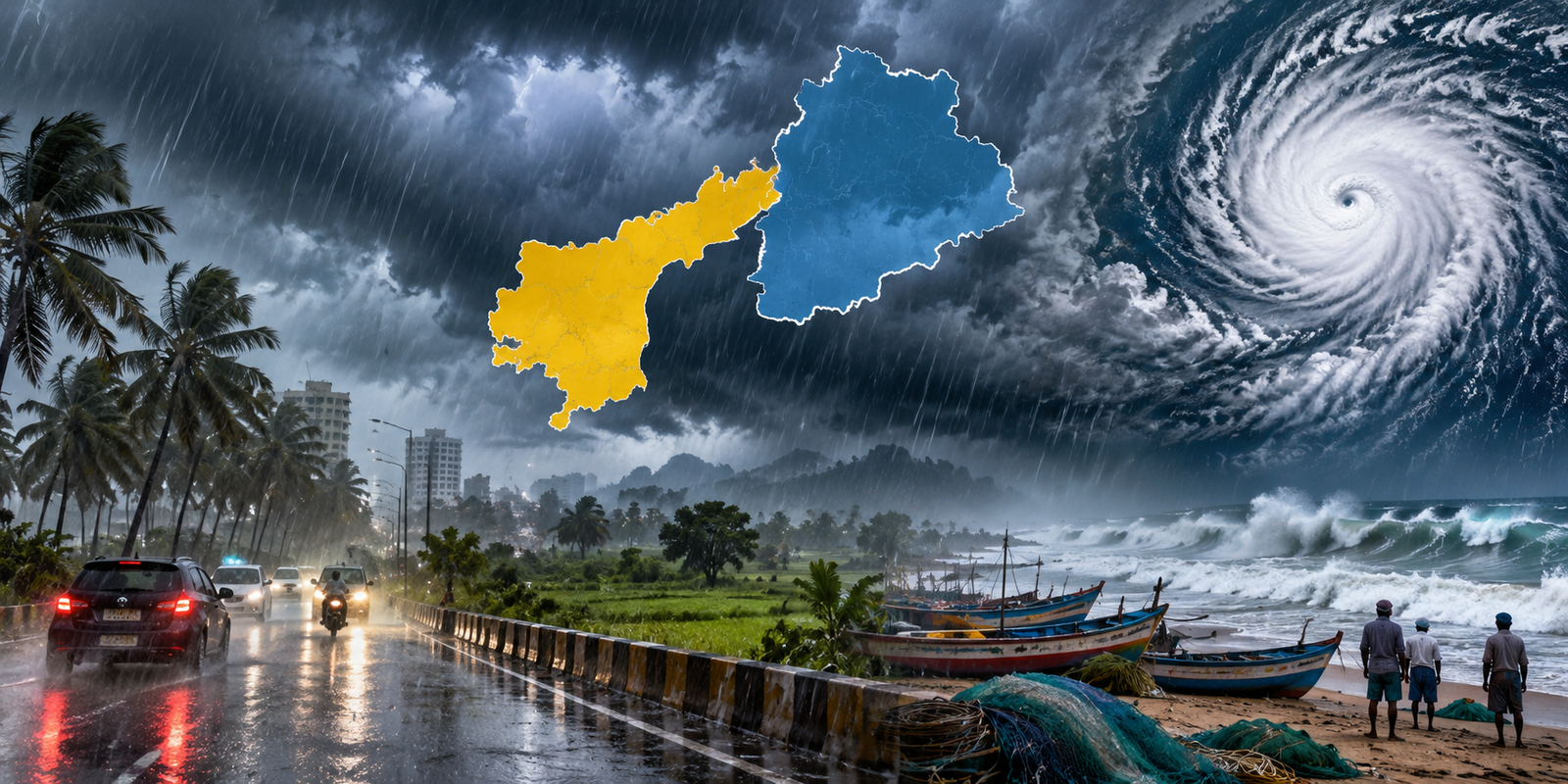 Heavy rain clouds over Andhra Pradesh amid low pressure alert