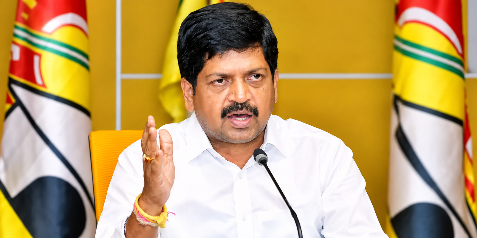 Kollu Ravindra addressing a media meeting in Mangalagiri