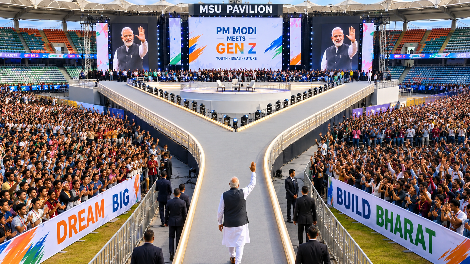 Gen Z youth gather to welcome PM Modi in Vadodara