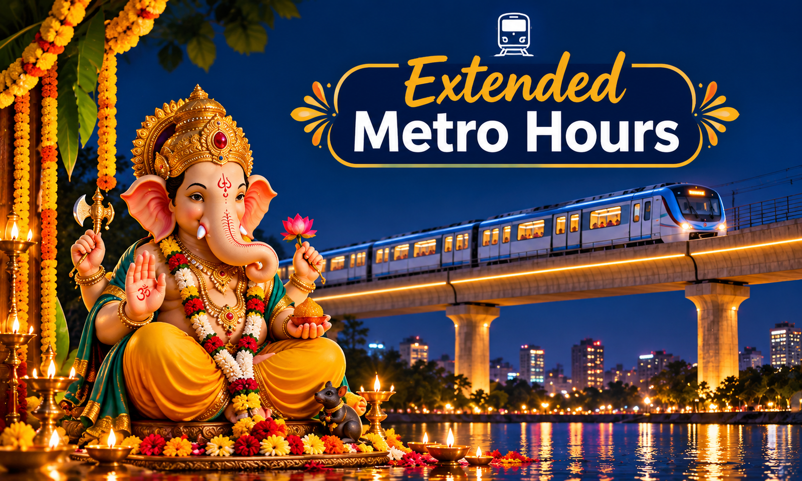 Hyderabad Metro train during Ganesh immersion arrangements