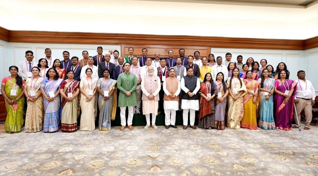 PM Modi interacting with national award-winning teachers