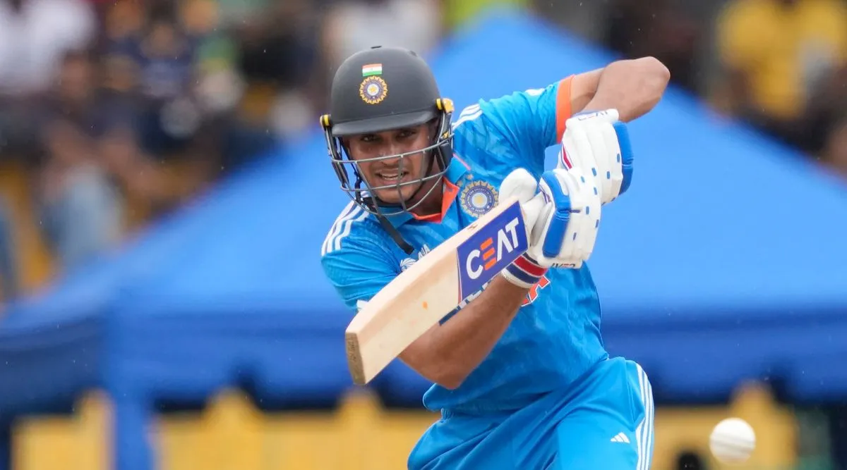 Shubman Gill celebrates his 10th ODI century for India.