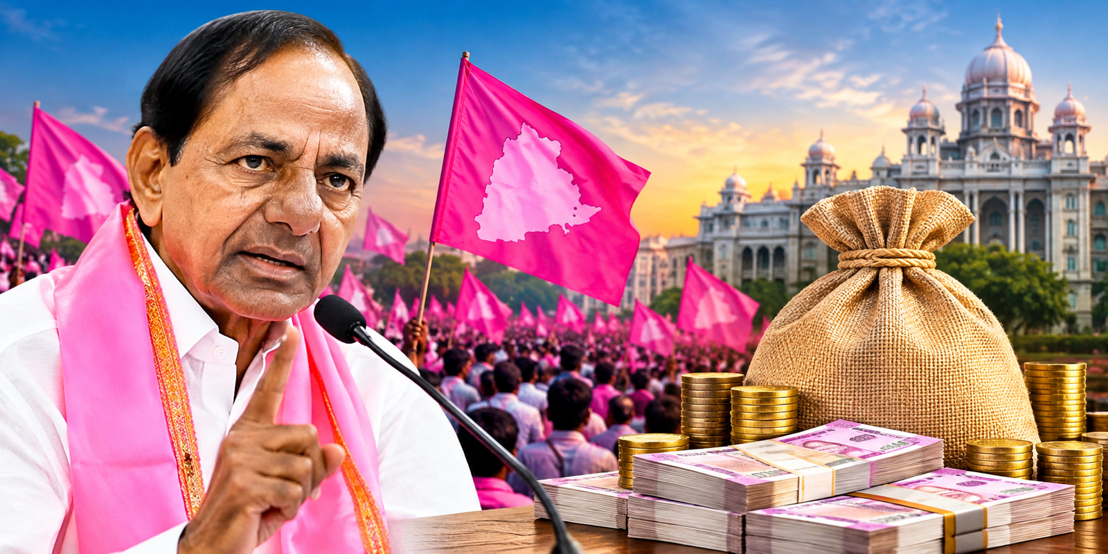 BRS party leaders during a political meeting in Telangana
