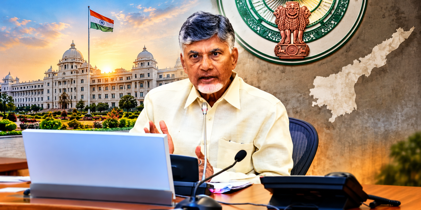 Chandrababu Naidu addressing ministers during a meeting in Andhra Pradesh