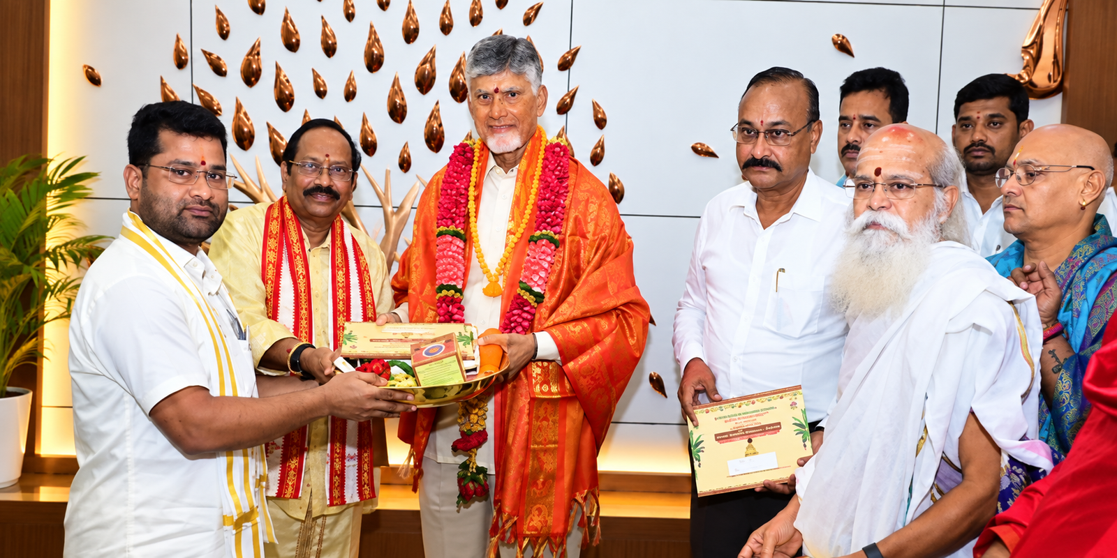 Chandrababu Naidu receives Kanaka Durga Dasara invitation