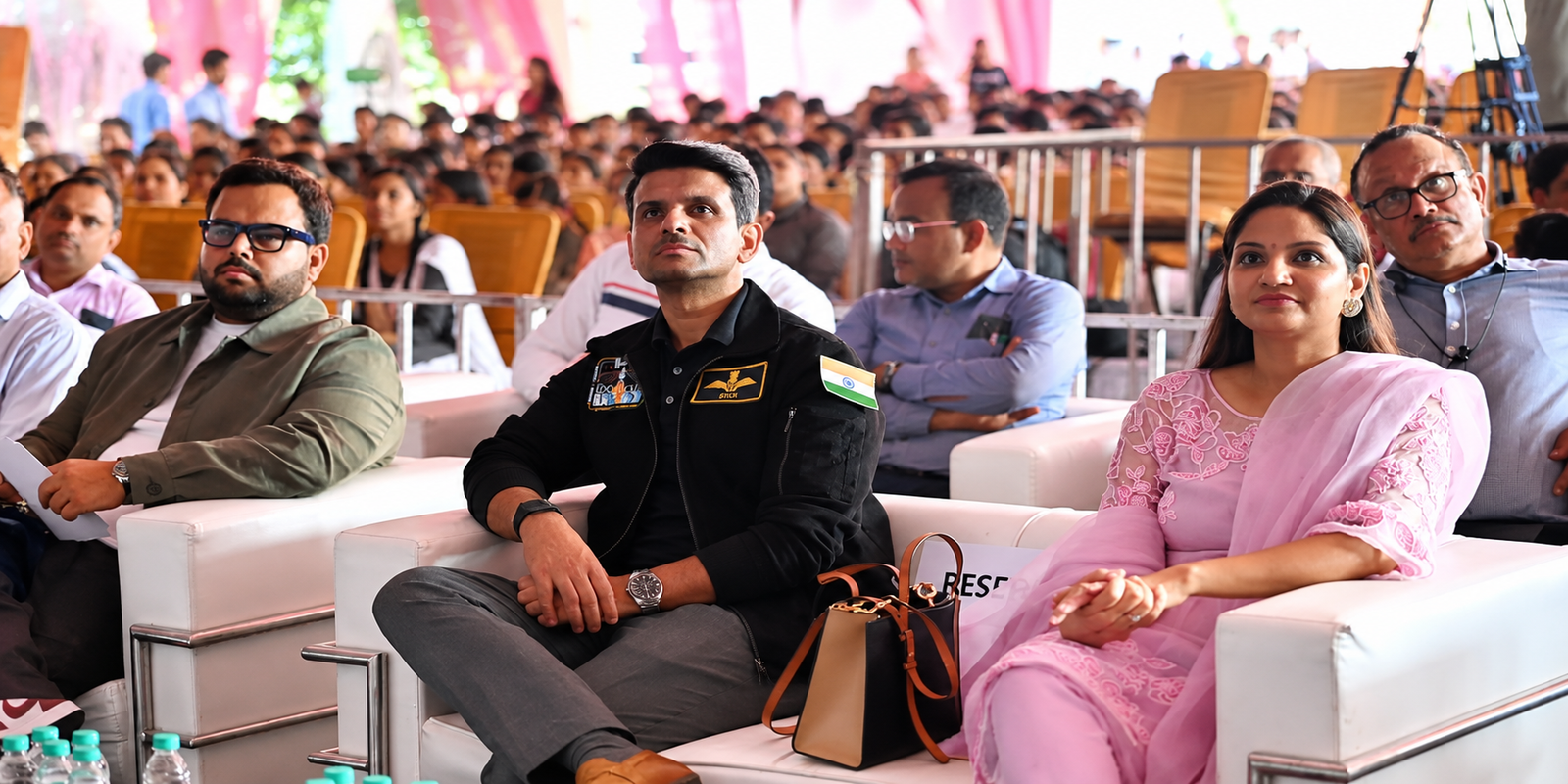 Shubhanshu Shukla interacting with students in Lucknow