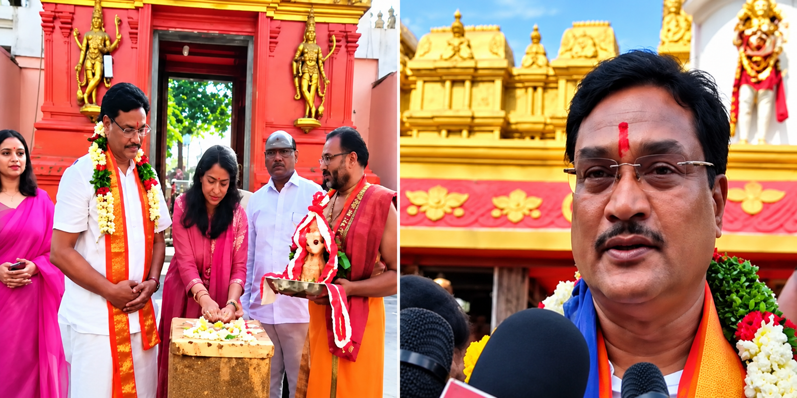 HYDRAA Commissioner AV Ranganath visits Kondagattu Anjaneya Swamy Temple.
