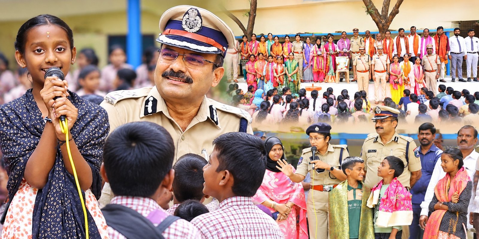 Cyberabad CP M Ramesh honours teachers at Gachibowli school.