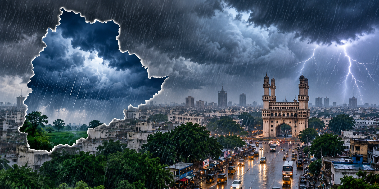 Dark clouds over Hyderabad during Telangana rain alert