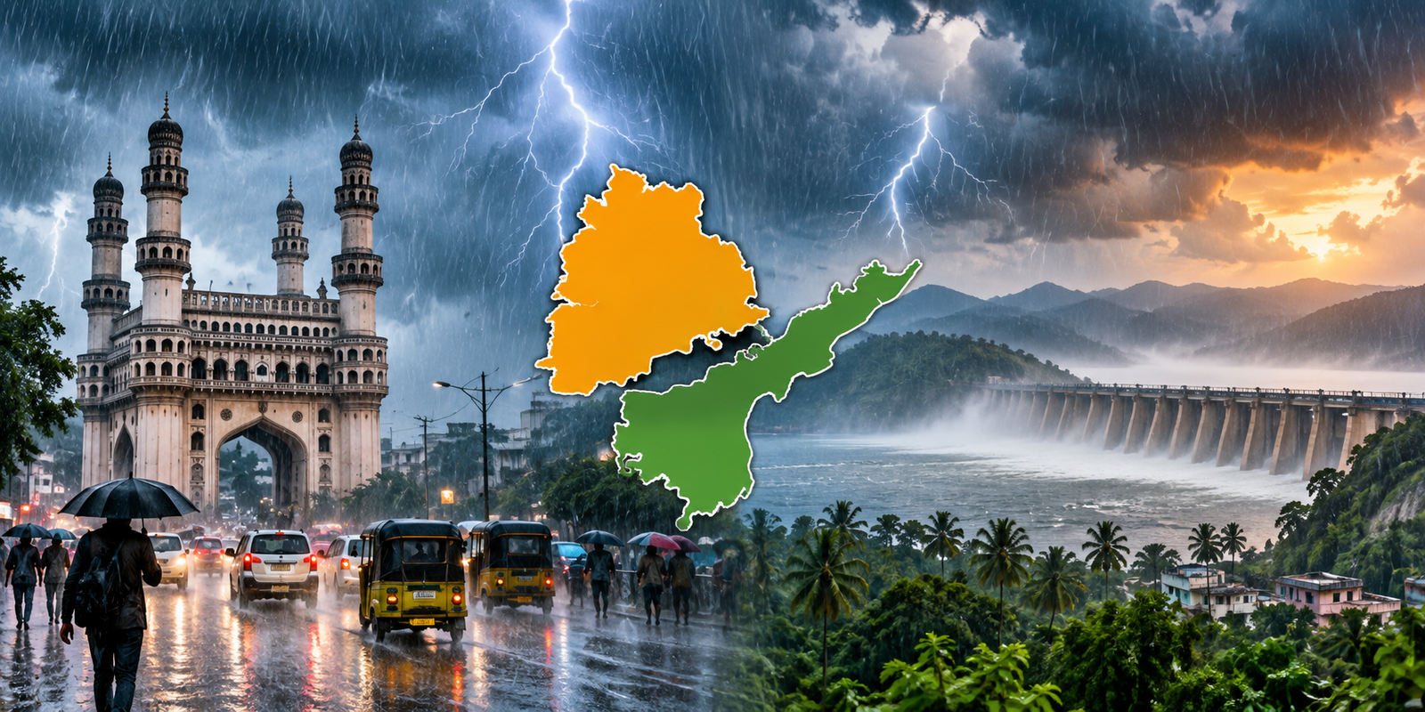 Telangana and Andhra Pradesh weather forecast with rain and thunderstorms