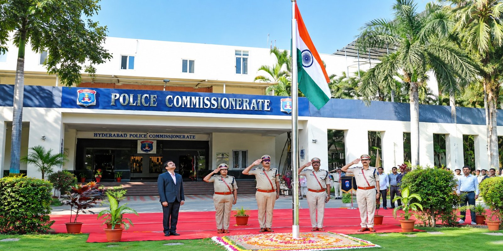 Cyberabad CP Dr M Ramesh addressing police officials