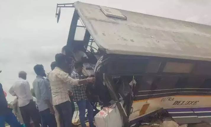 Private travels bus overturned in Annamayya district after accident