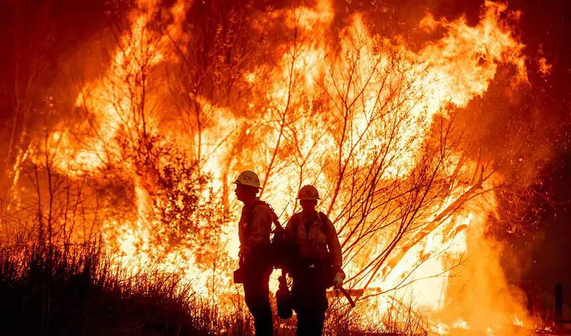 Wildfire and drought images highlighting the impact of climate change.