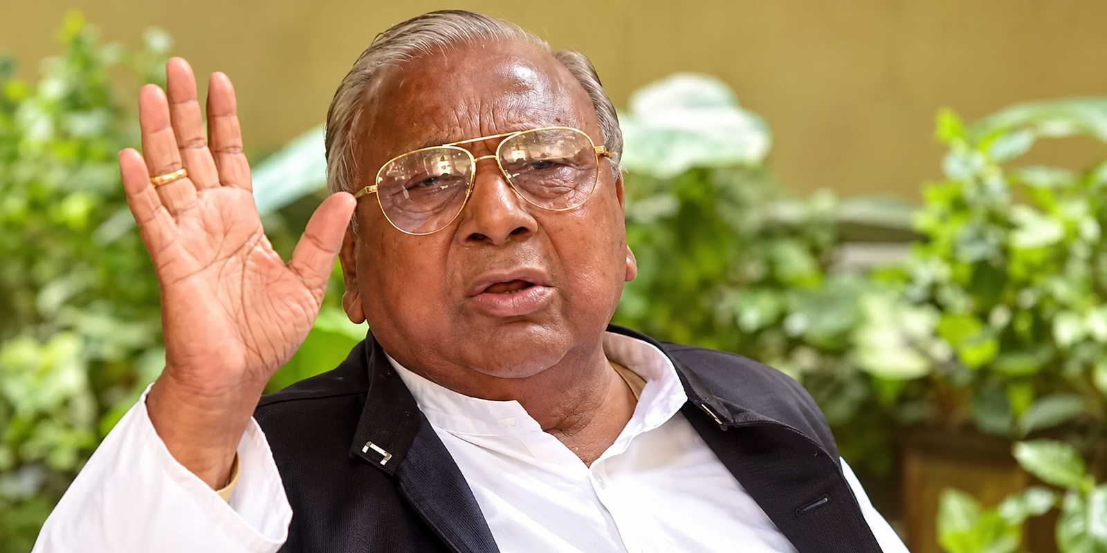 V Hanumantha Rao speaking to media in Hyderabad