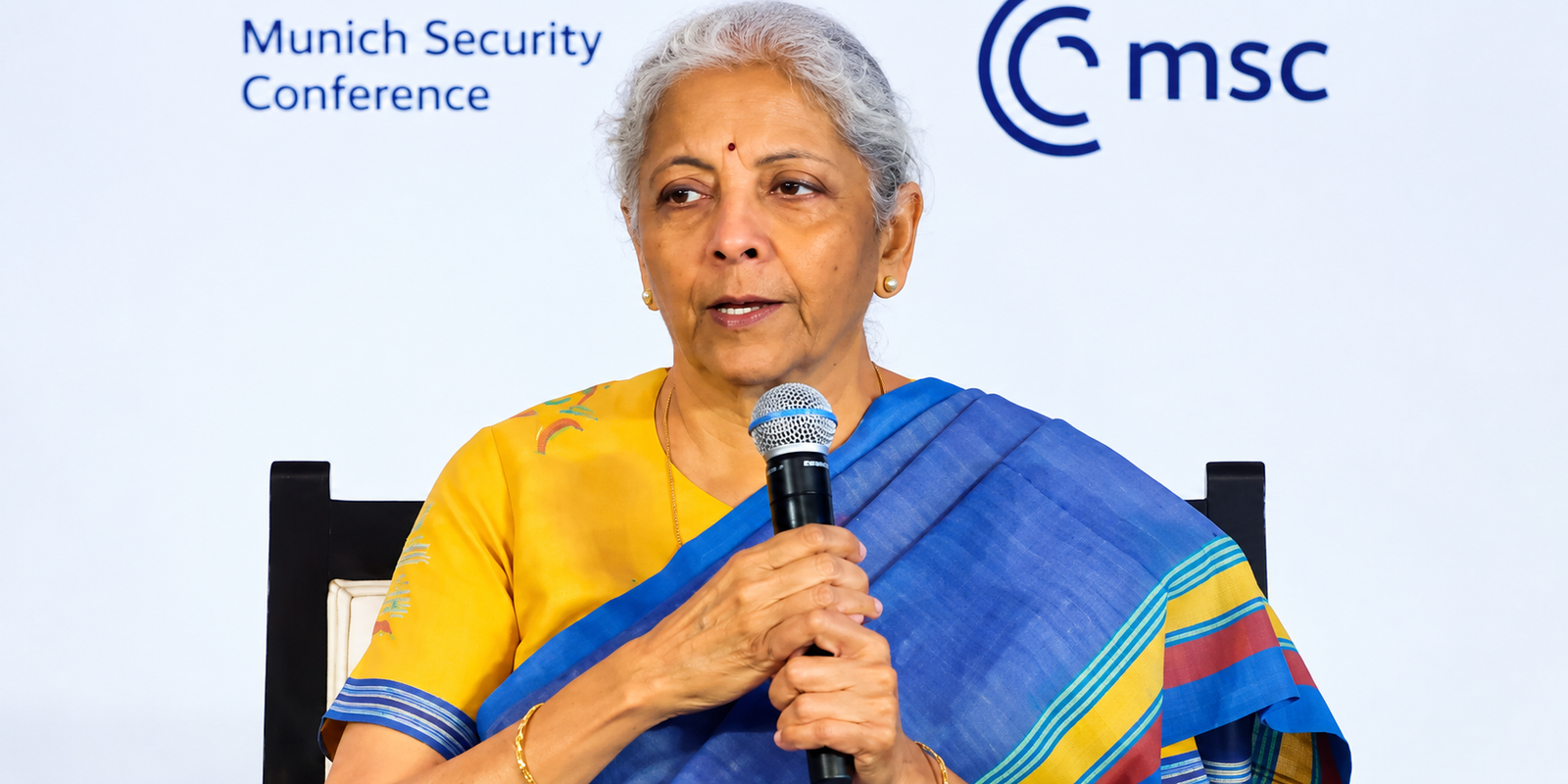 Nirmala Sitharaman speaking at Munich Leaders Meeting 2026