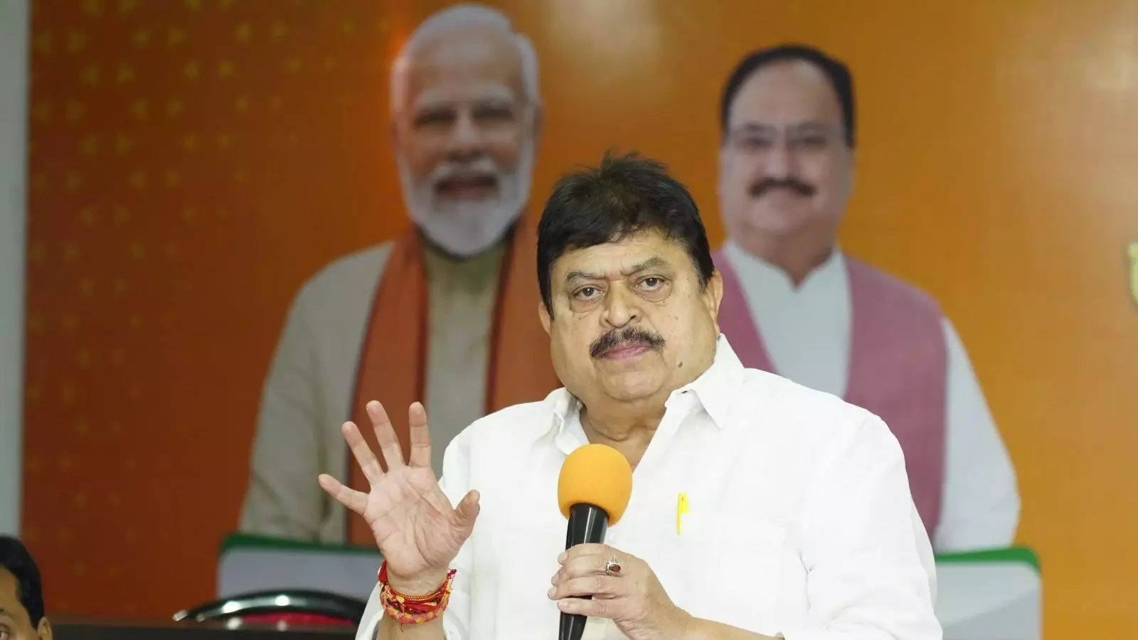 Telangana BJP leaders discuss graduate MLC election strategy in Hyderabad.