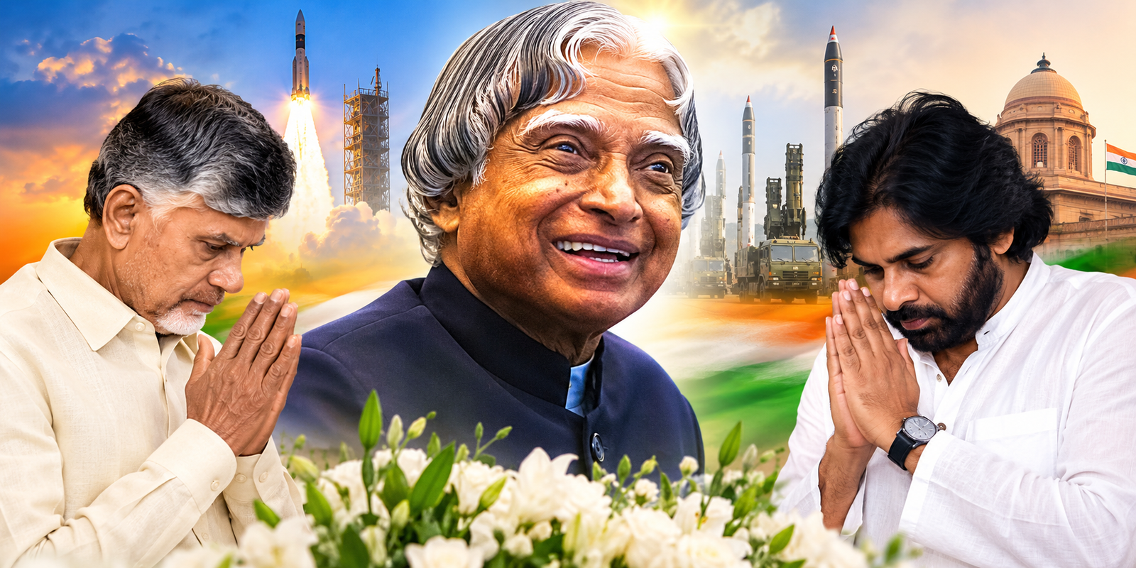 Chandrababu Naidu and Pawan Kalyan pay tribute to APJ Abdul Kalam.