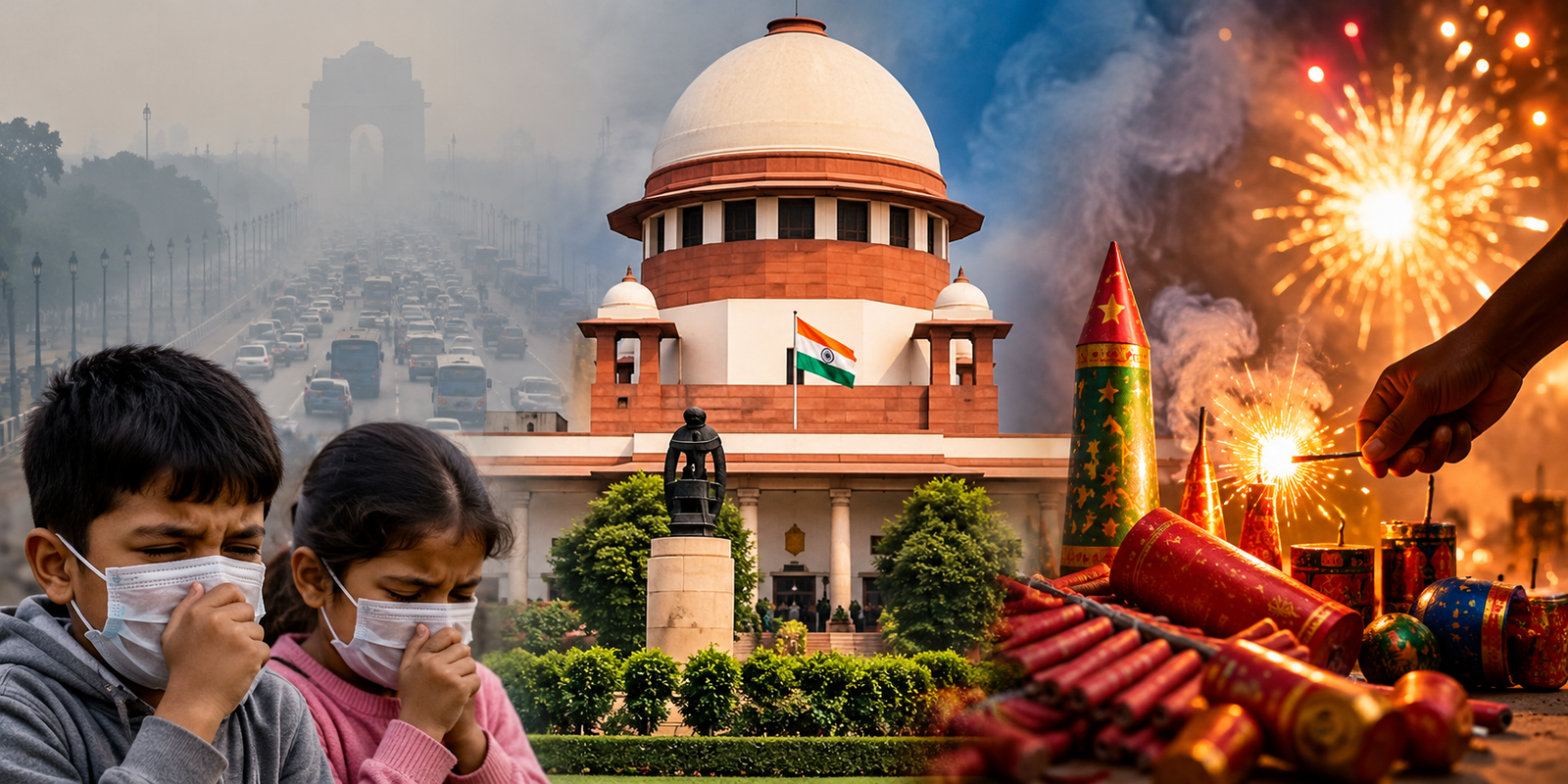 Supreme Court hearing on Delhi pollution and Diwali firecracker regulations.