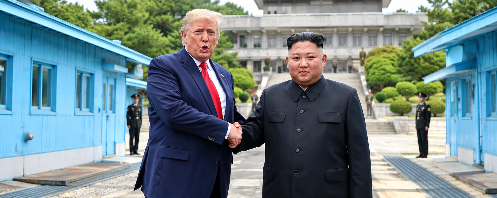 Donald Trump and Kim Jong Un during a diplomatic meeting.